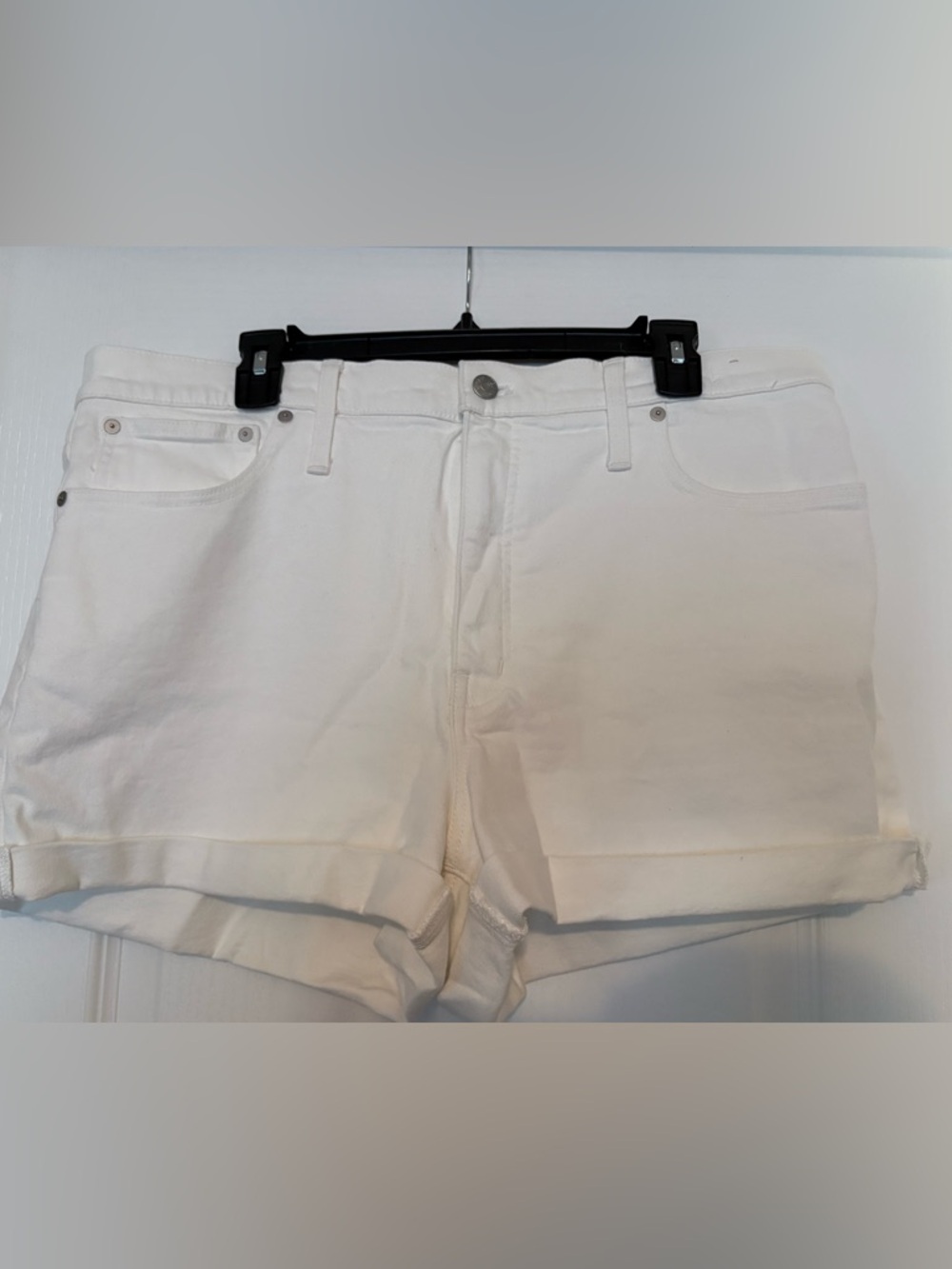 Madewell White High-Rise Denim Shorts